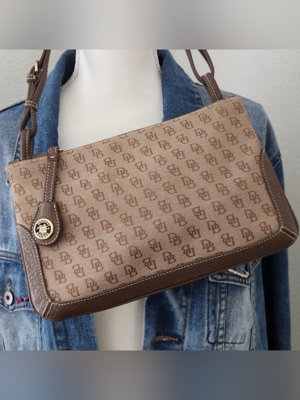 Dooney & Bourke Tan/Brown Monogram Shoulder Bag